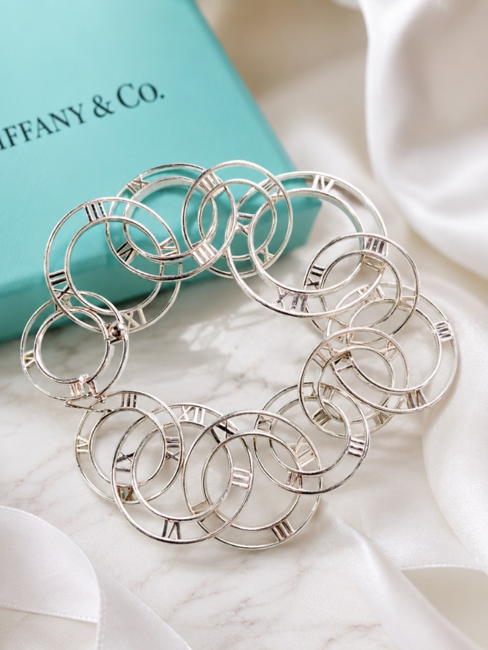 New Tiffany & Co  Atlas Numeral Open Link Bracelet. 925 silver Rare Retired